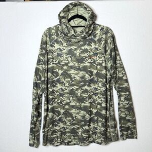 Grundens Solstrale Camo Long Sleeve Fishing Hoodie Mens XL Green UPF Technical